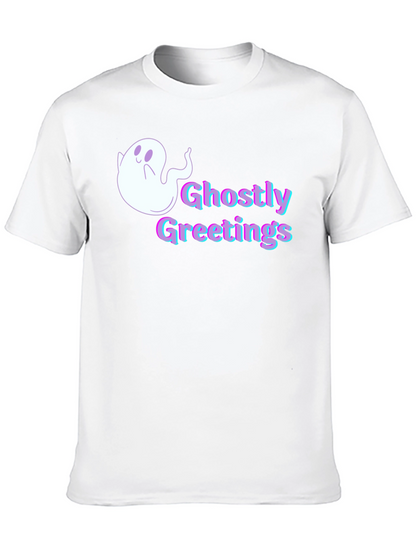 Ghostly Greetings Graphic Tee - Halloween Style