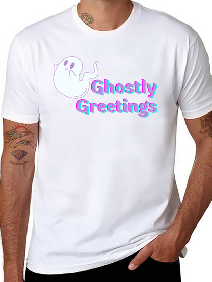 Ghostly Greetings Graphic Tee - Halloween Style
