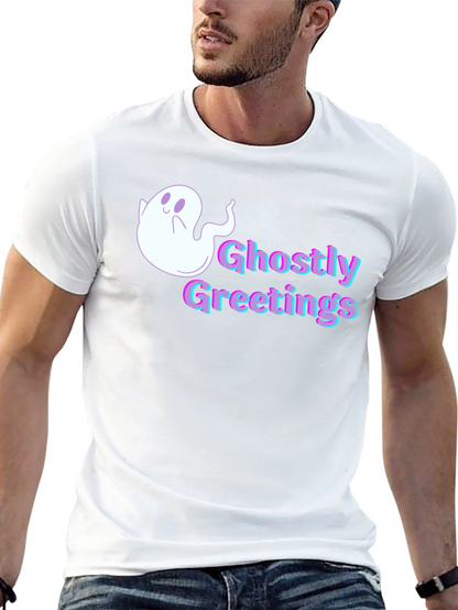 Ghostly Greetings Graphic Tee - Halloween Style