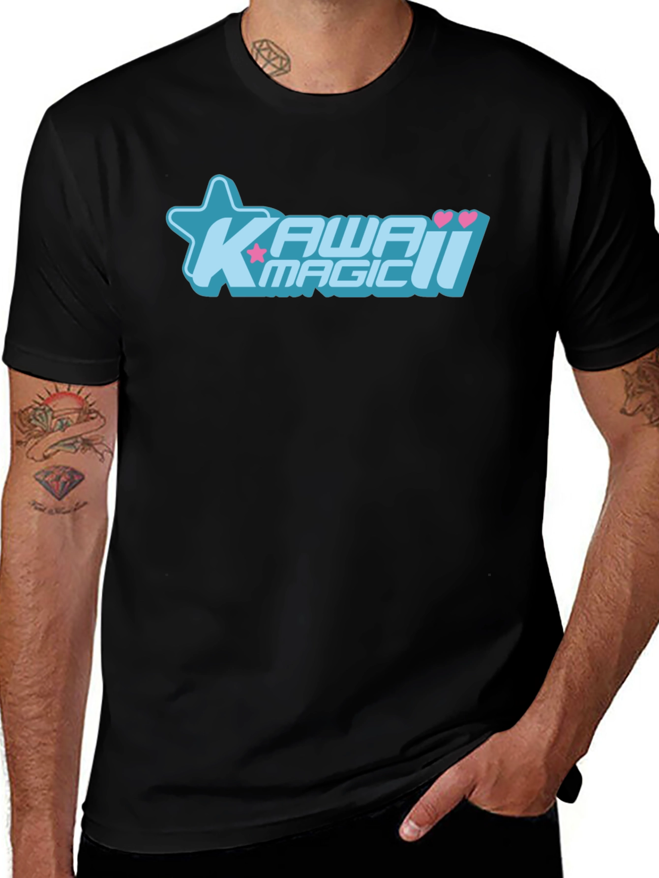 Kawaii Magic Graphic T-Shirt - Black Cotton Tee