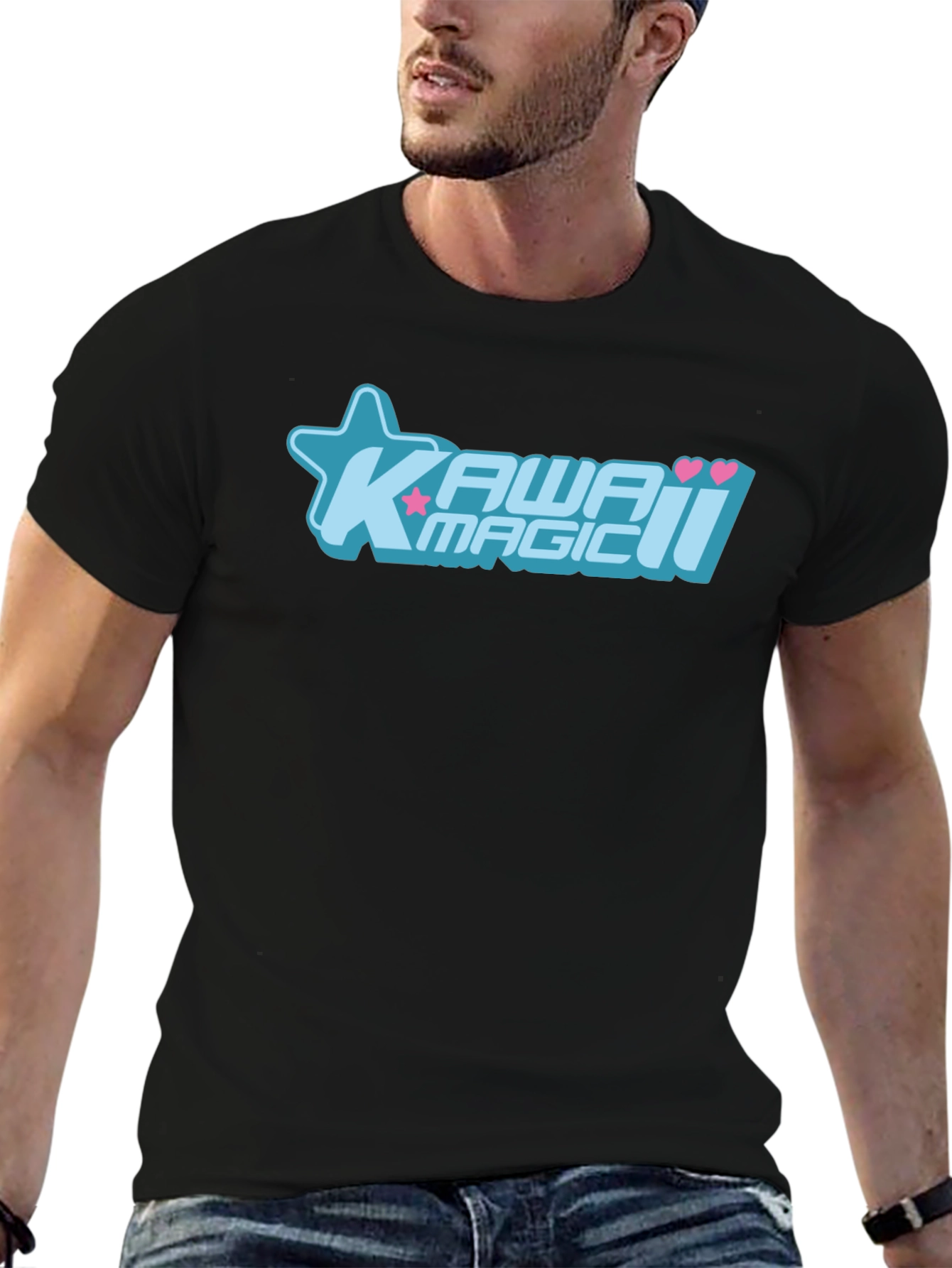 Kawaii Magic Graphic T-Shirt - Black Cotton Tee