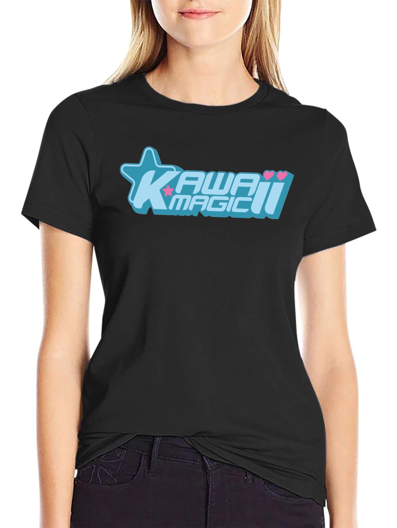 Kawaii Magic Graphic T-Shirt - Black Cotton Tee