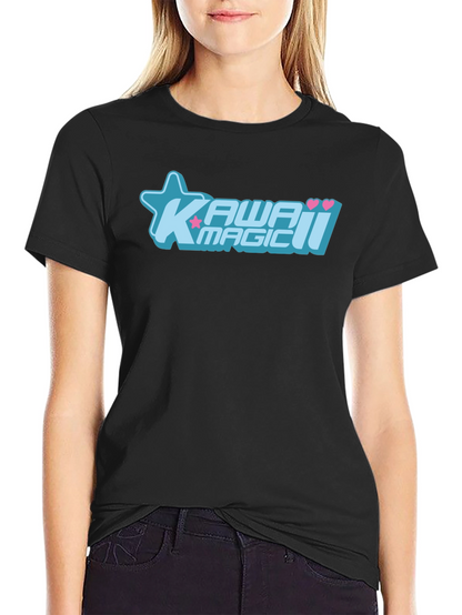 Kawaii Magic Graphic T-Shirt - Black Cotton Tee