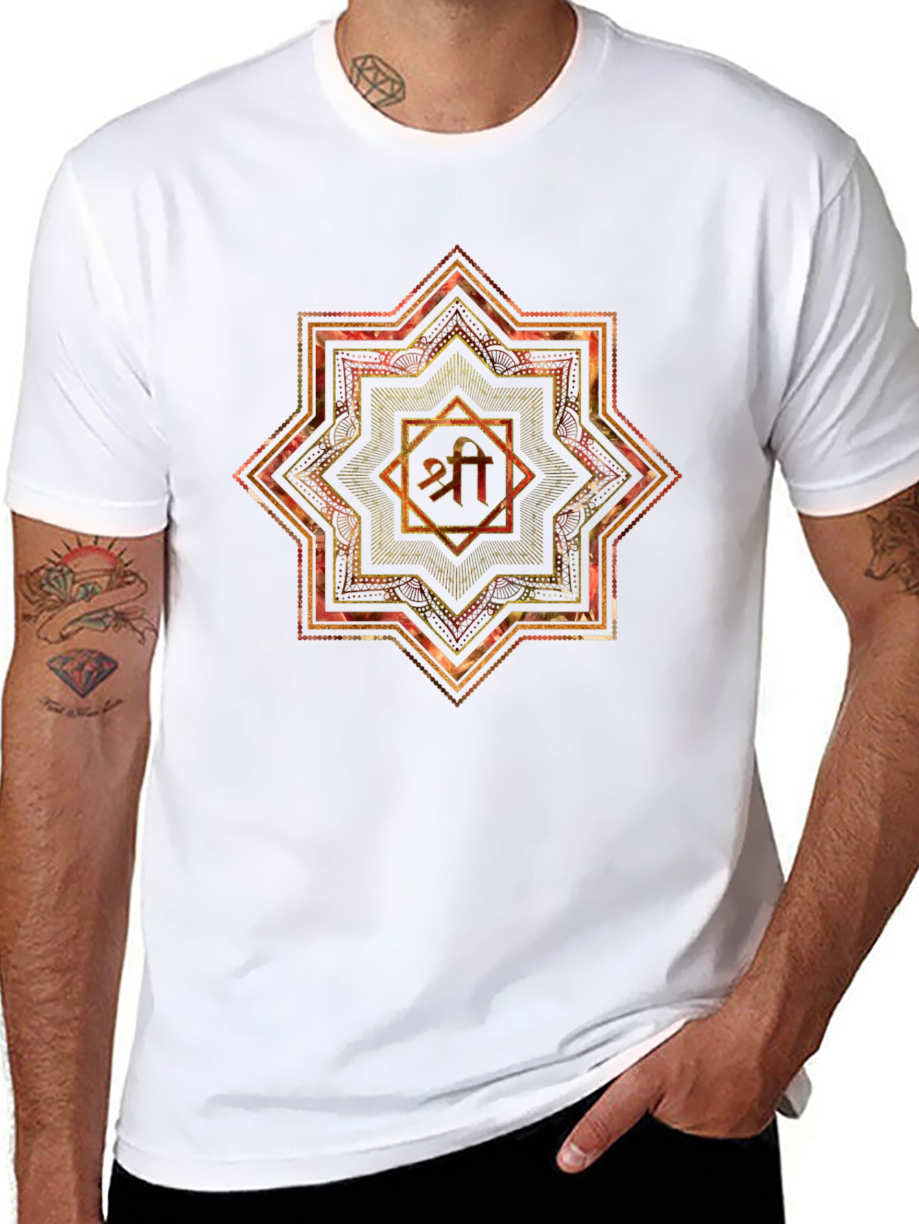 Mandala Shri Yantra Graphic Black T-Shirt