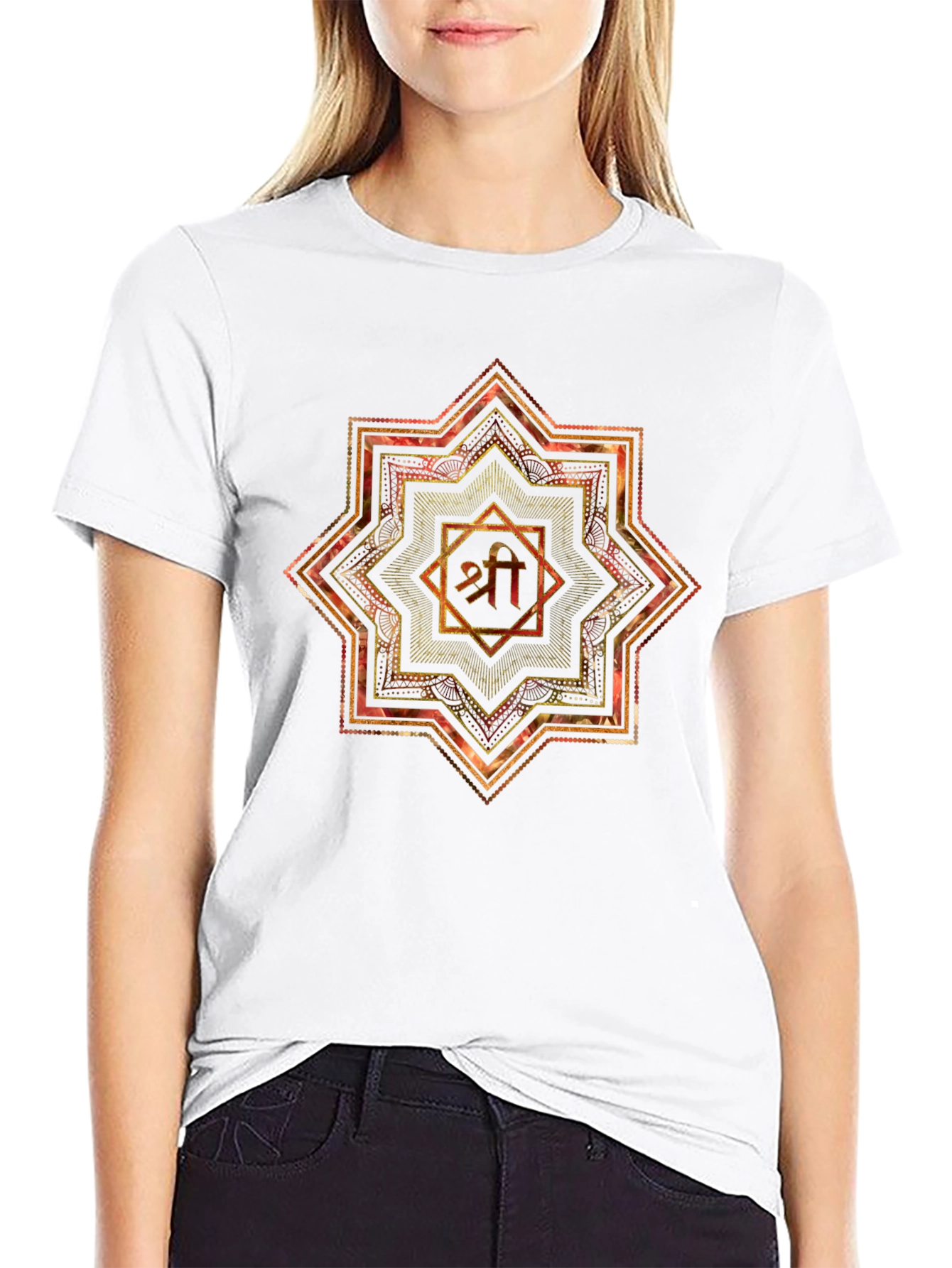 Mandala Shri Yantra Graphic Black T-Shirt