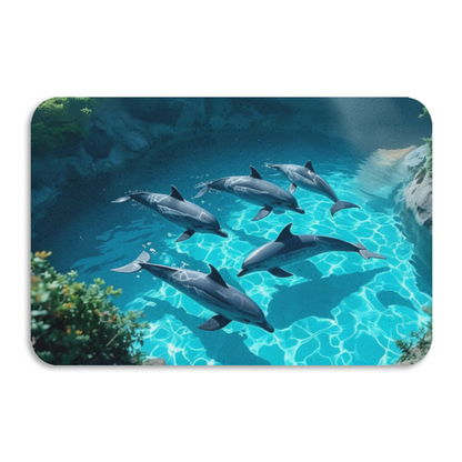 Swimming Dolphin Ocean Pool View Diatomite Bath Mat