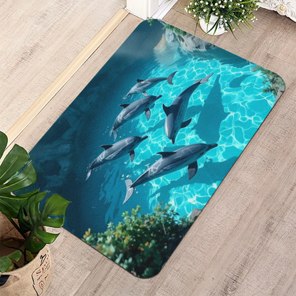 Swimming Dolphin Ocean Pool View Diatomite Bath Mat