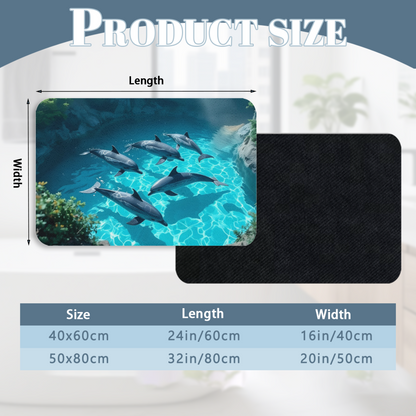 Swimming Dolphin Ocean Pool View Diatomite Bath Mat
