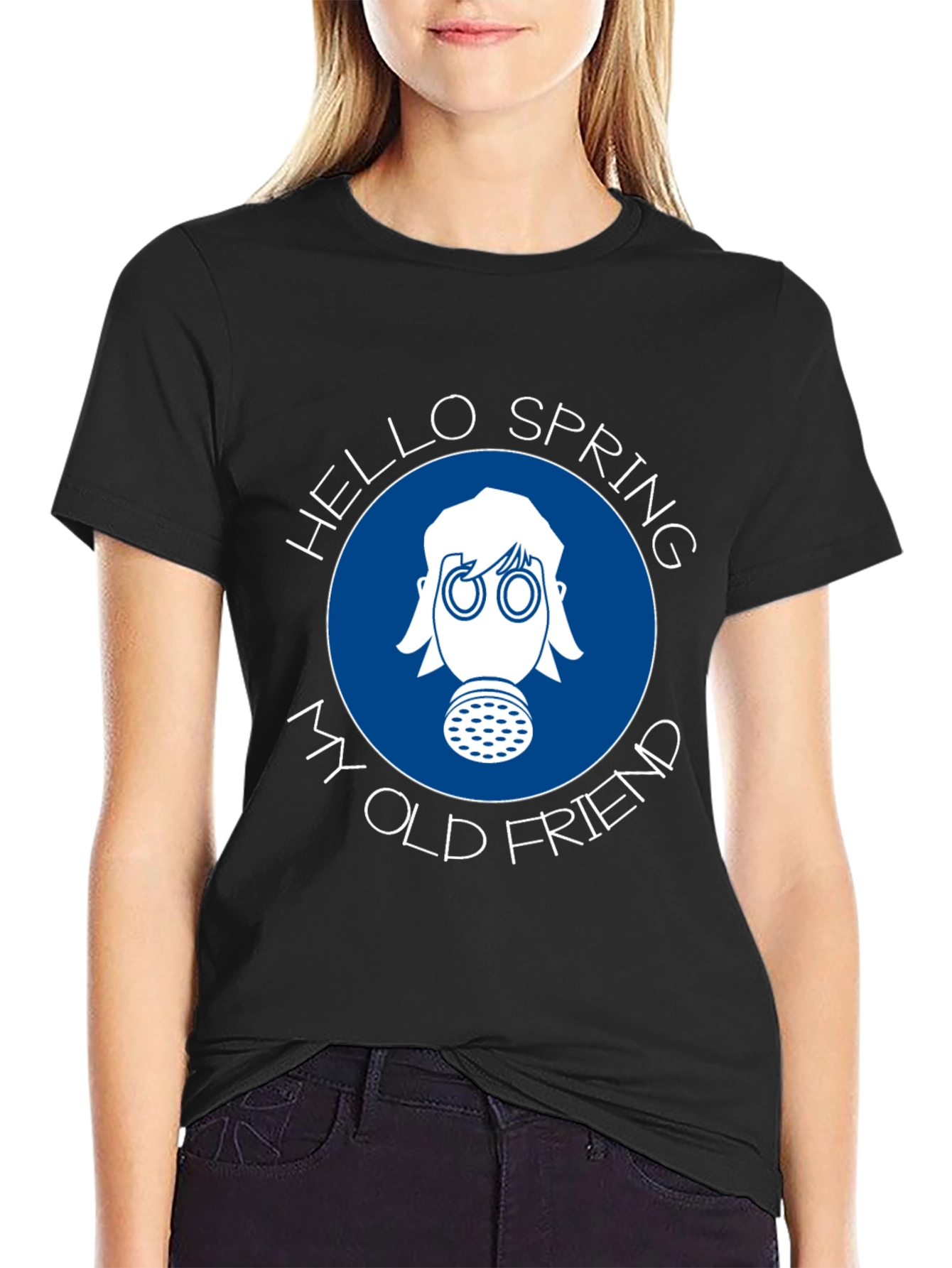 Hello Spring T-Shirt - Gas Mask Design