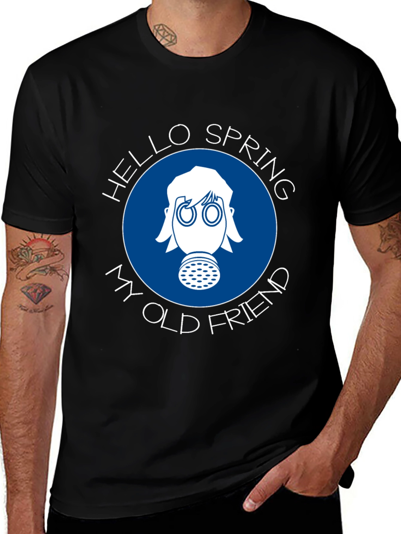 Hello Spring T-Shirt - Gas Mask Design