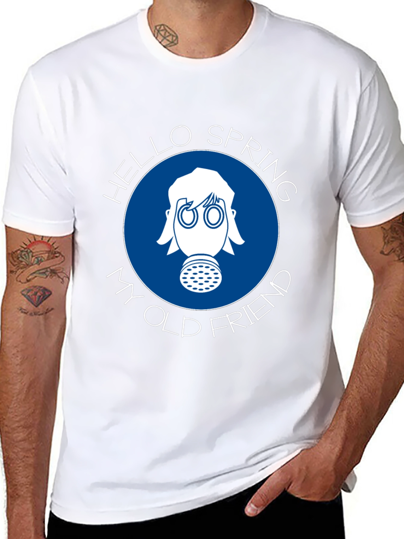 Hello Spring T-Shirt - Gas Mask Design