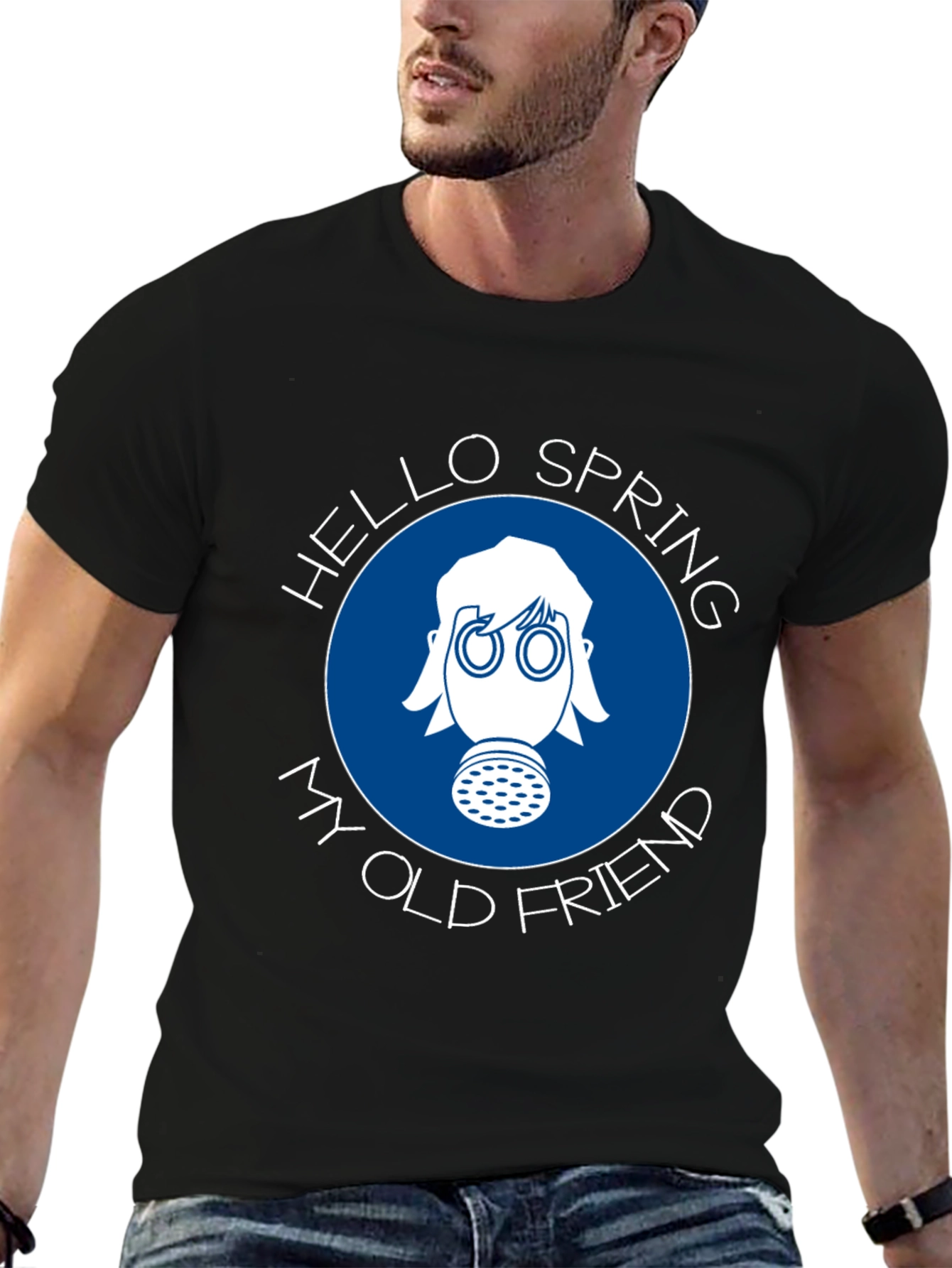 Hello Spring T-Shirt - Gas Mask Design