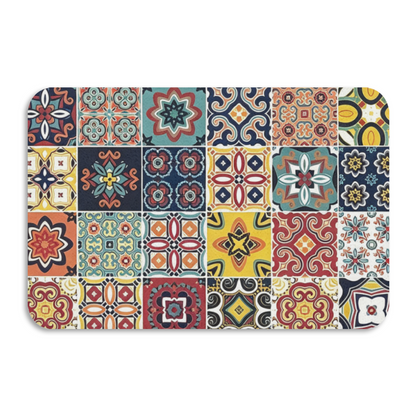 Retro Mexican Tile Mosaic£üExotic Retro Mosaic Tile Diatomite Mat, Moroccan Style Decor Absorbent Non?Slip Bathroom Entry Rug