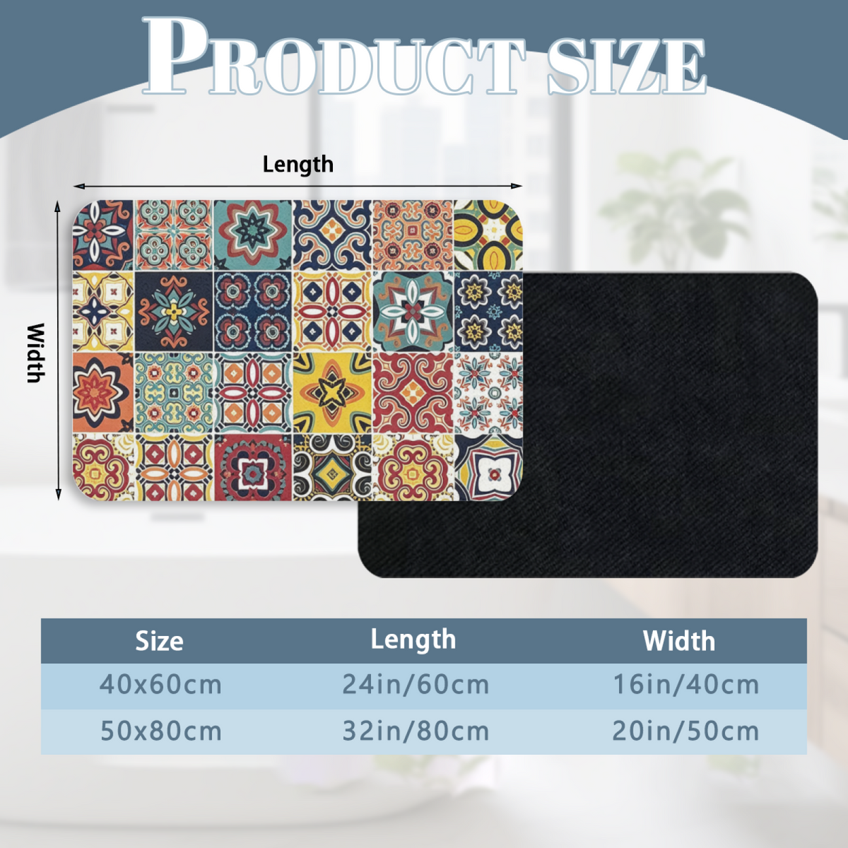 Retro Mexican Tile Mosaic£üExotic Retro Mosaic Tile Diatomite Mat, Moroccan Style Decor Absorbent Non?Slip Bathroom Entry Rug