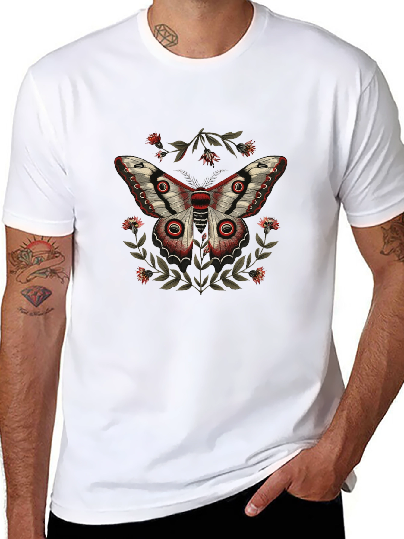 Butterfly Graphic Print Mens Black T-shirt