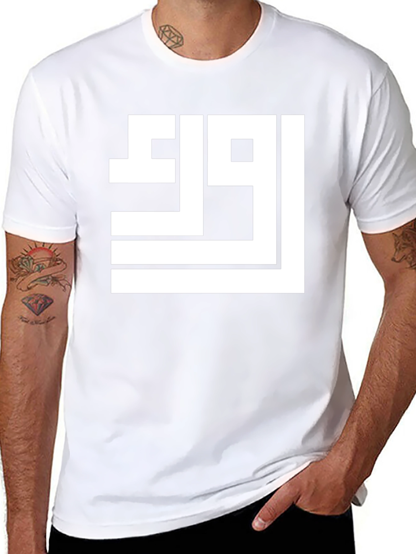 Modern Square Kufic Art T-Shirt - Black