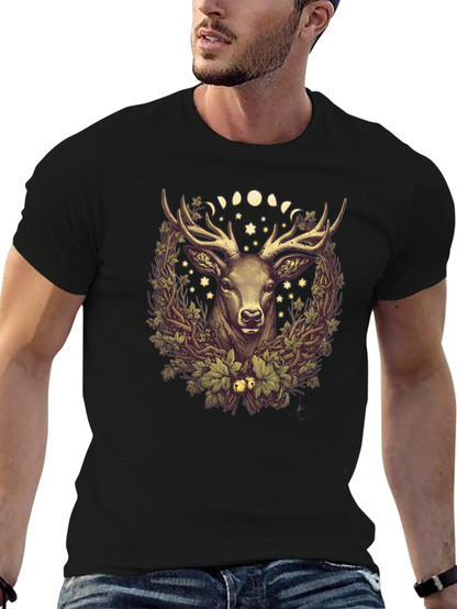 Mystic Deer Graphic Tee - Mens Black T-Shirt