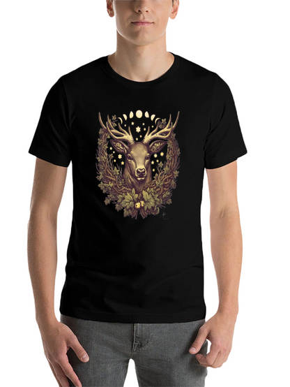 Mystic Deer Graphic Tee - Mens Black T-Shirt