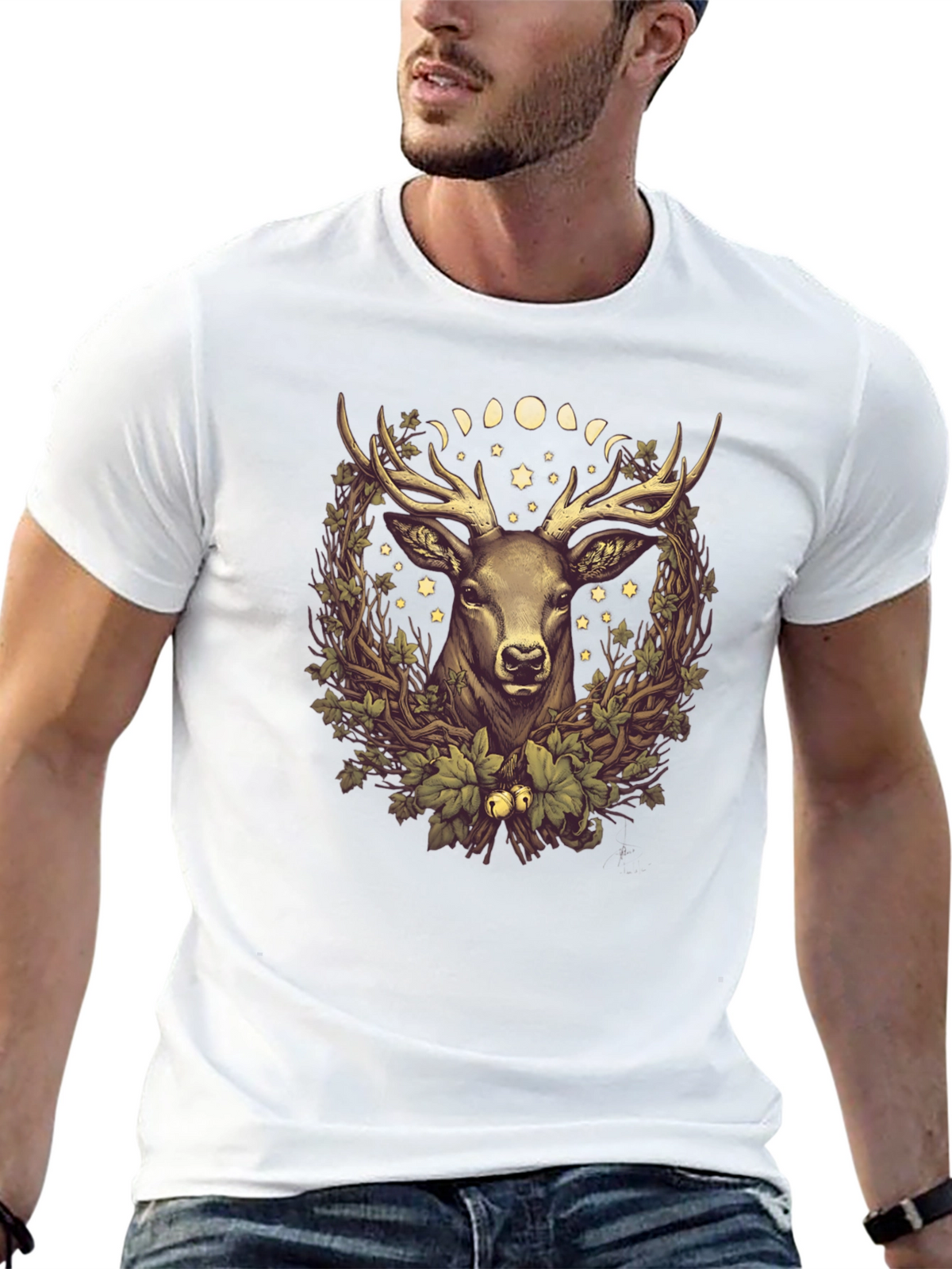 Mystic Deer Graphic Tee - Mens Black T-Shirt