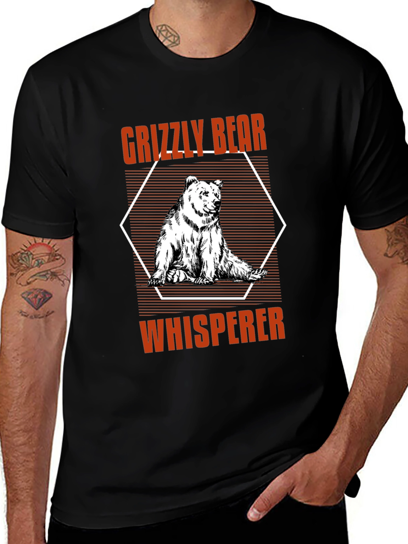Grizzly Bear Whisperer Black Graphic Tee