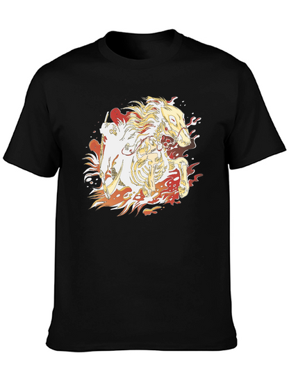 Fiery Skeleton Horse Graphic T-Shirt