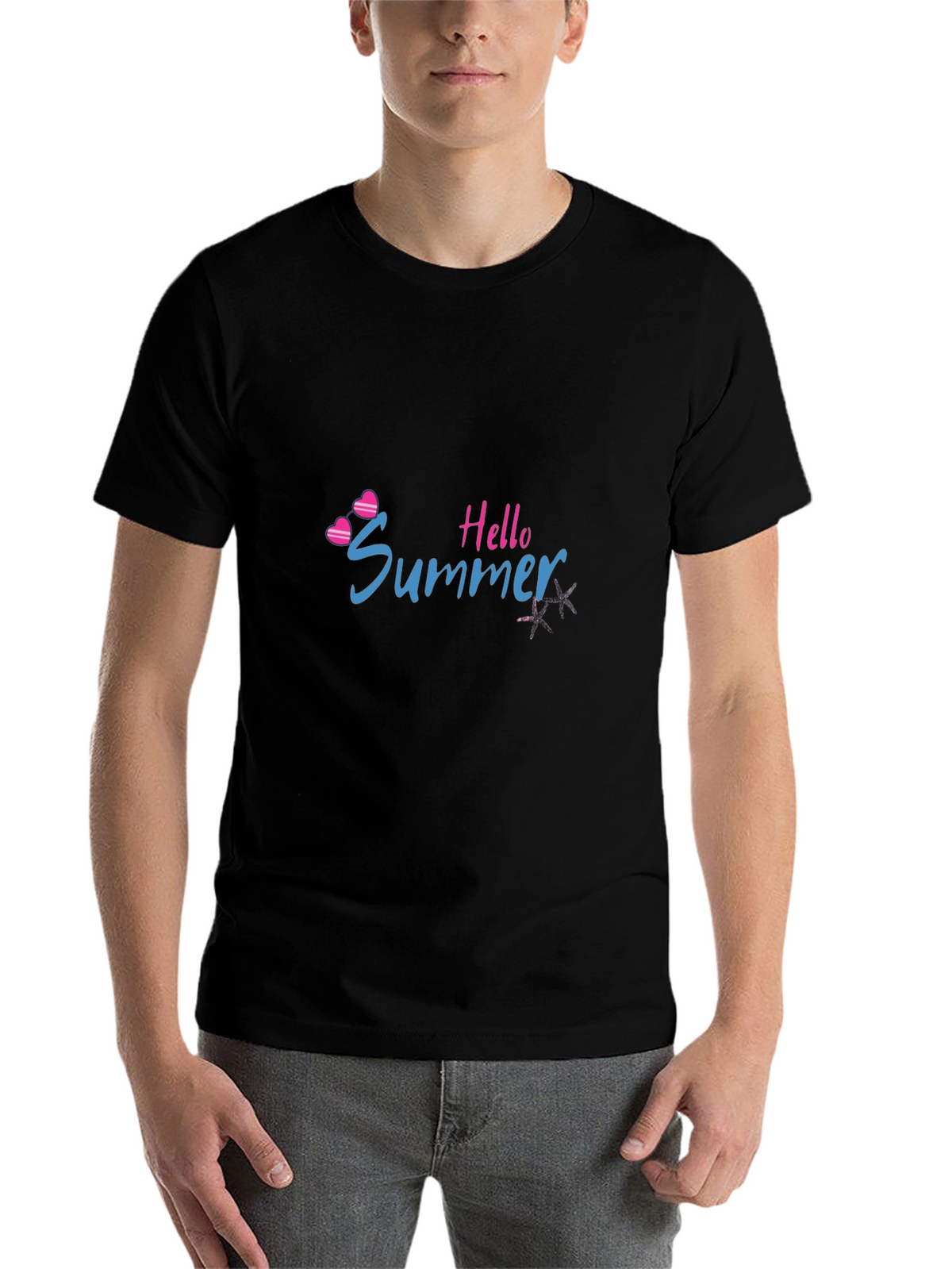 Hello Summer Black Graphic T-Shirt