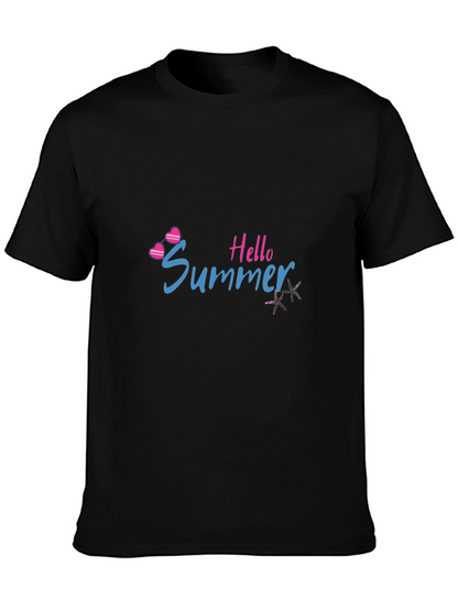 Hello Summer Black Graphic T-Shirt