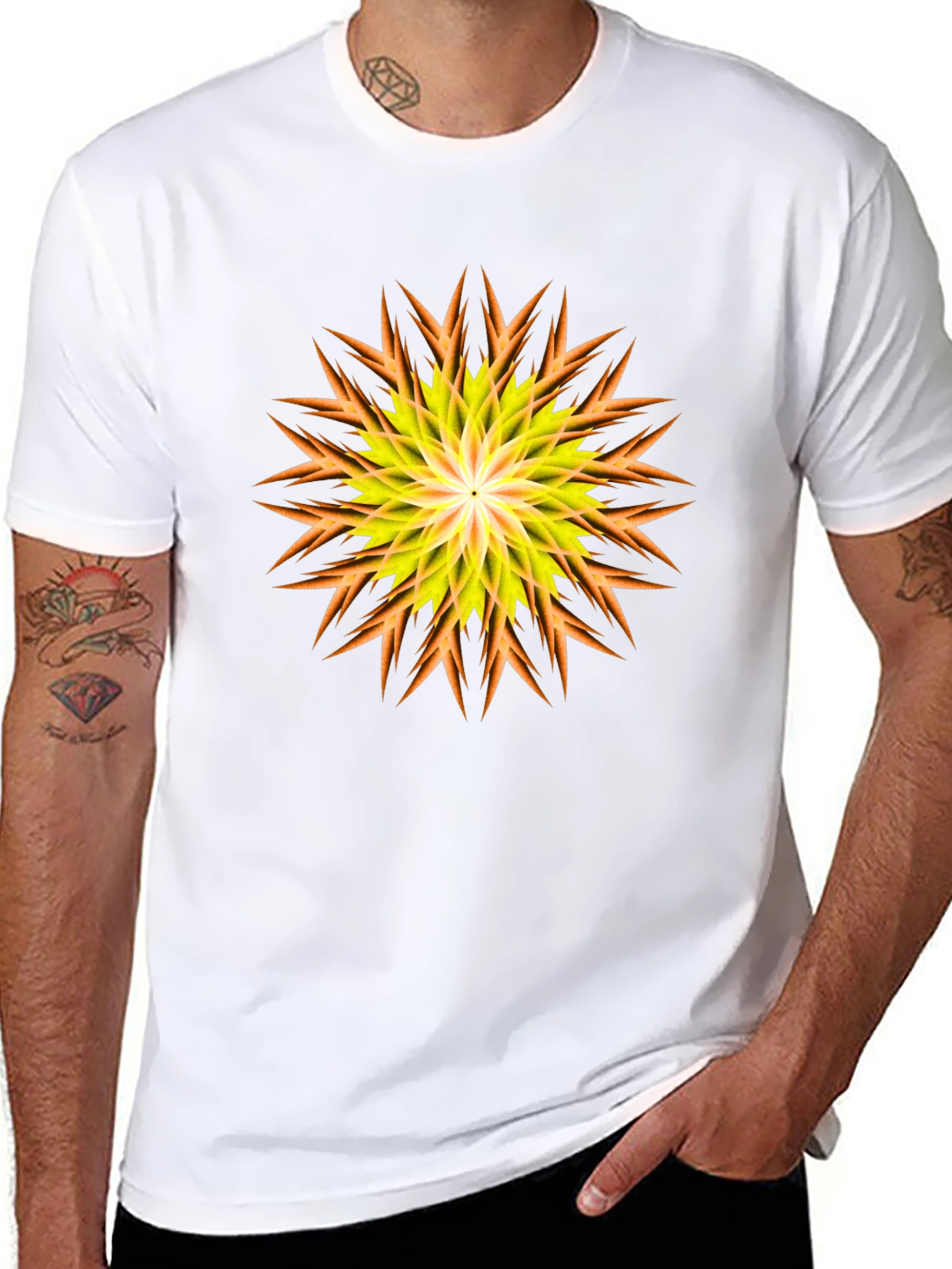 Vibrant Yellow & Orange Floral Graphic Tee