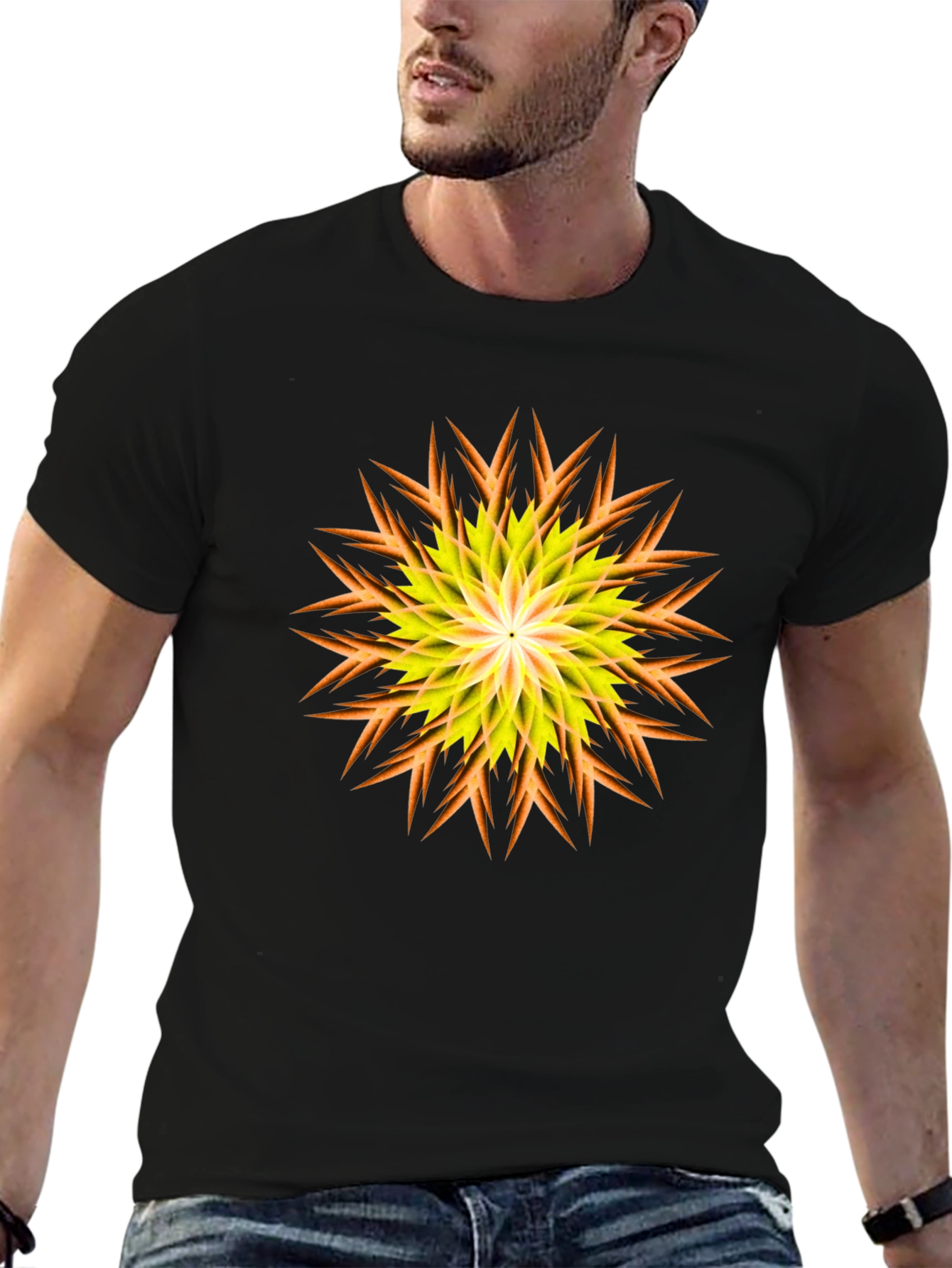 Vibrant Yellow & Orange Floral Graphic Tee