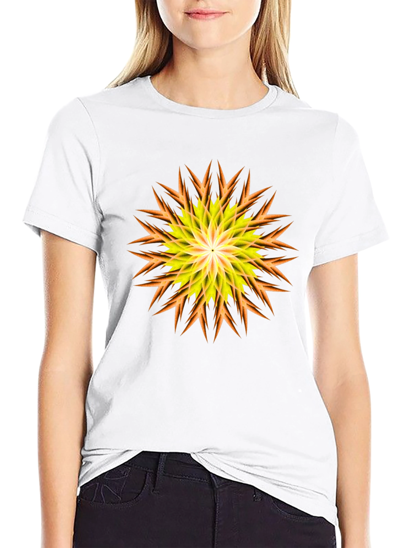 Vibrant Yellow & Orange Floral Graphic Tee