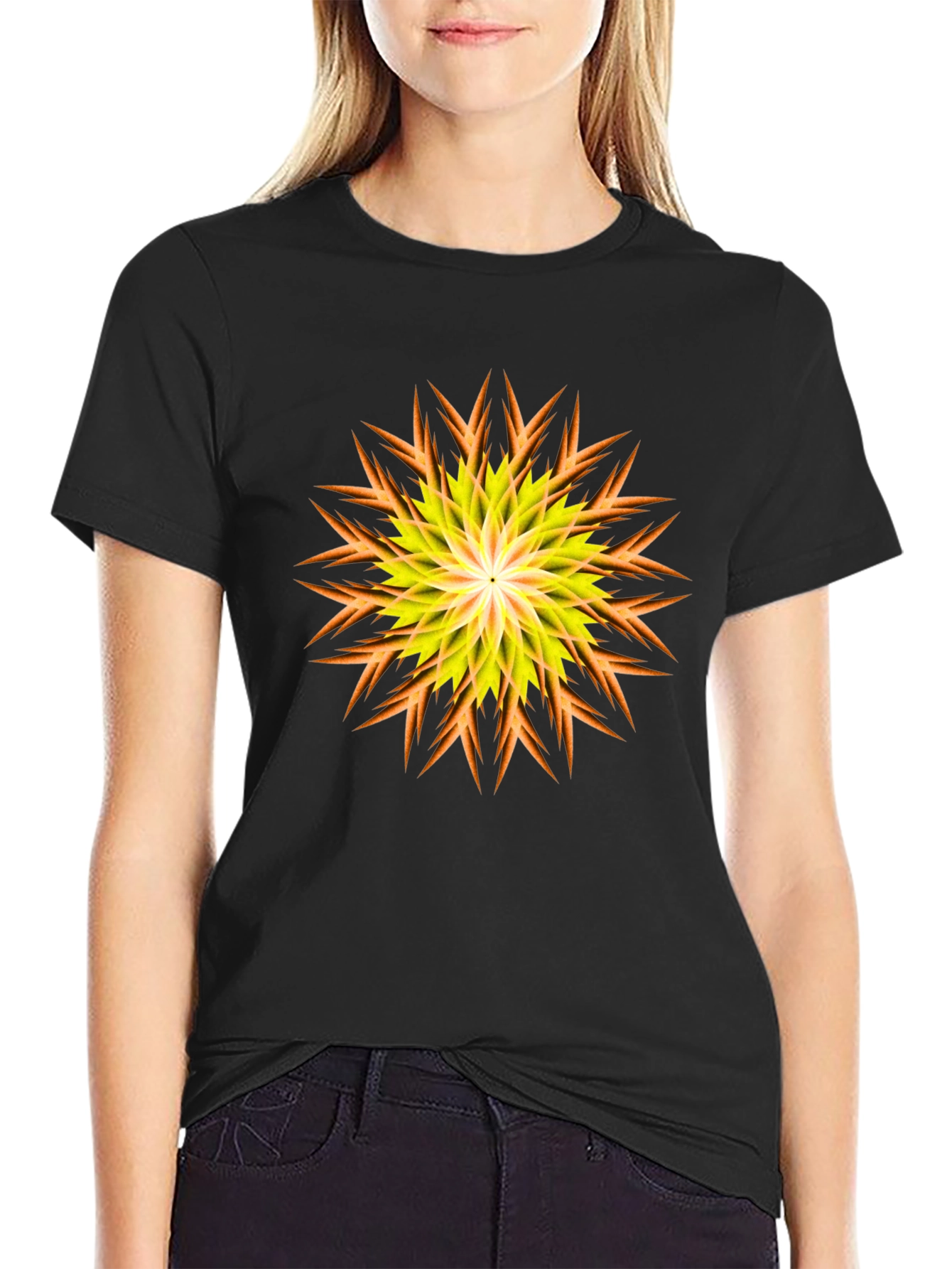 Vibrant Yellow & Orange Floral Graphic Tee