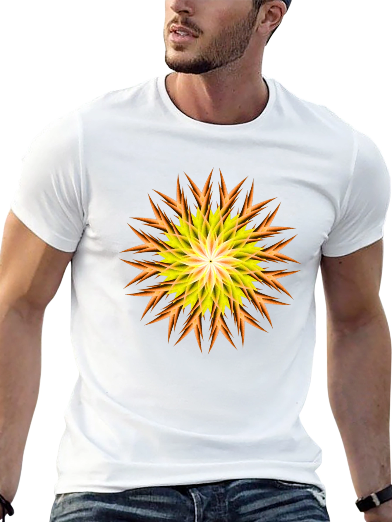 Vibrant Yellow & Orange Floral Graphic Tee