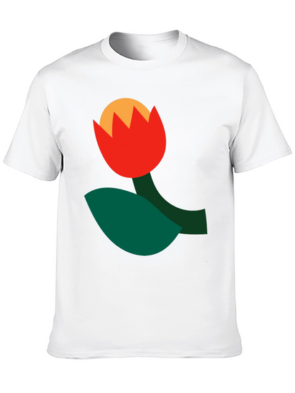 Abstract Flower Graphic Tee - Black