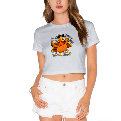 Cool Sunglasses Turkey Thanksgiving Vibes Crop Top