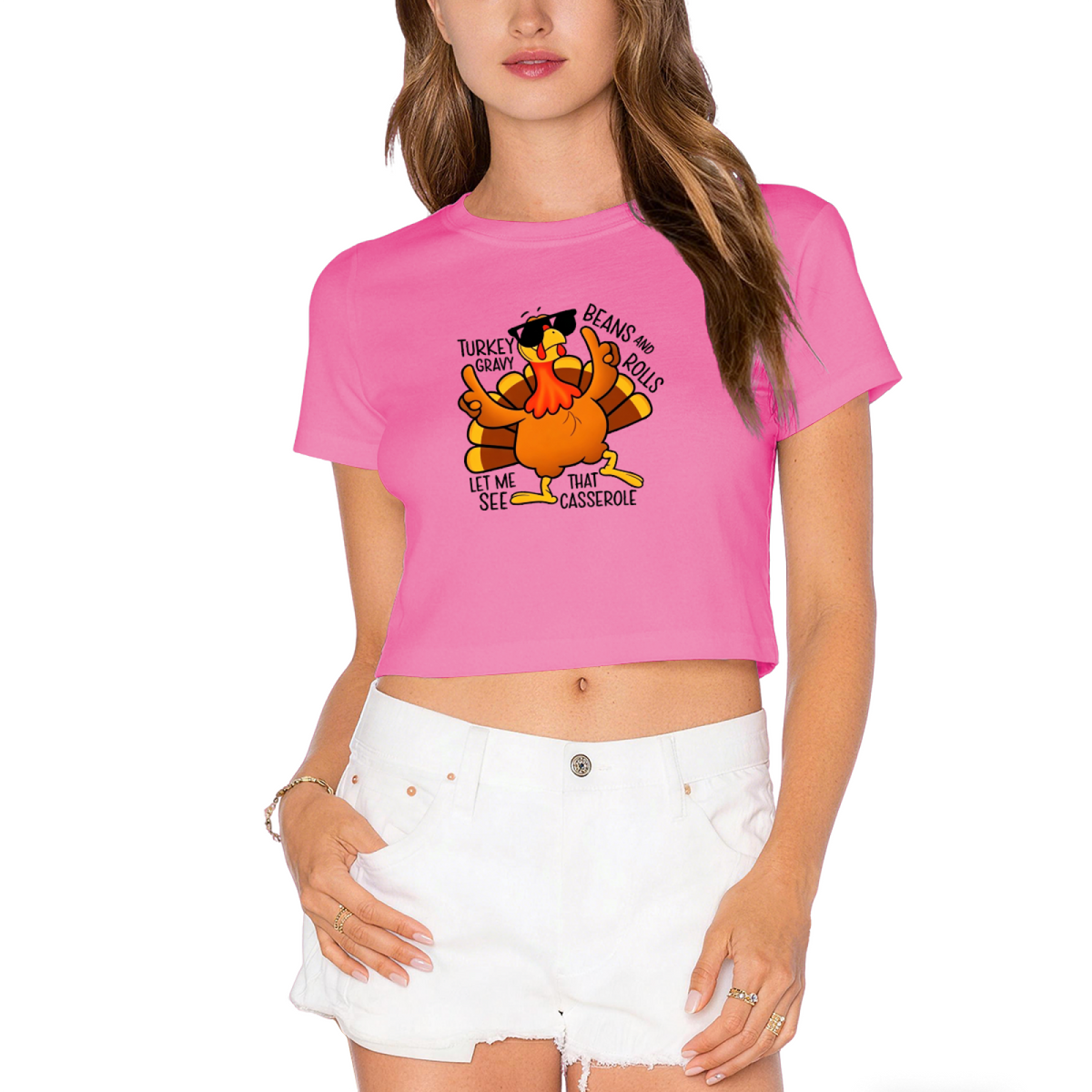 Cool Sunglasses Turkey Thanksgiving Vibes Crop Top