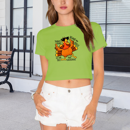 Cool Sunglasses Turkey Thanksgiving Vibes Crop Top