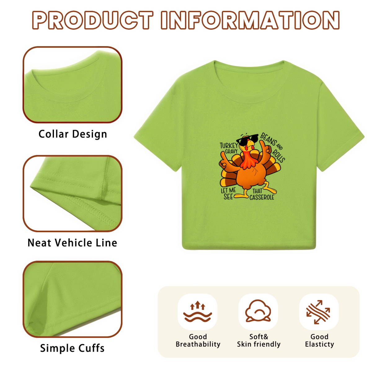 Cool Sunglasses Turkey Thanksgiving Vibes Crop Top