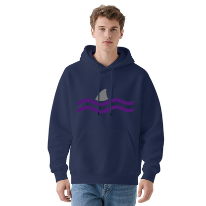 Minimalist Shark Fin Ocean Wave Red Hoodie