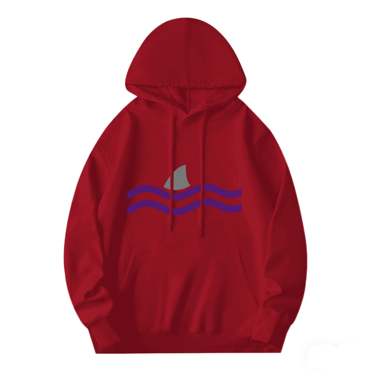 Minimalist Shark Fin Ocean Wave Red Hoodie