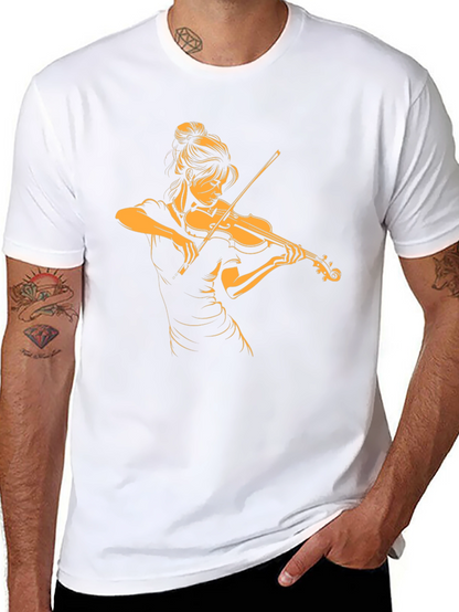 Violinist Graphic Tee - Black Cotton T-Shirt