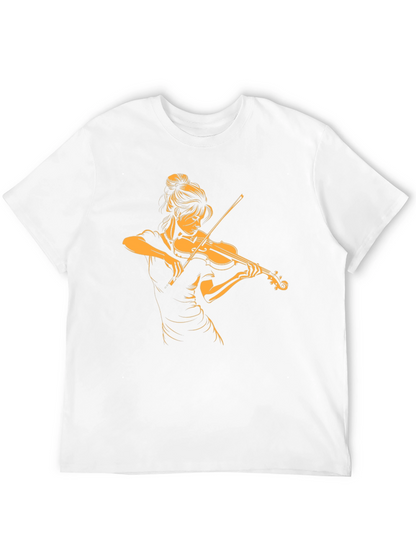 Violinist Graphic Tee - Black Cotton T-Shirt