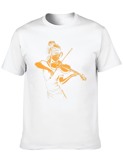 Violinist Graphic Tee - Black Cotton T-Shirt