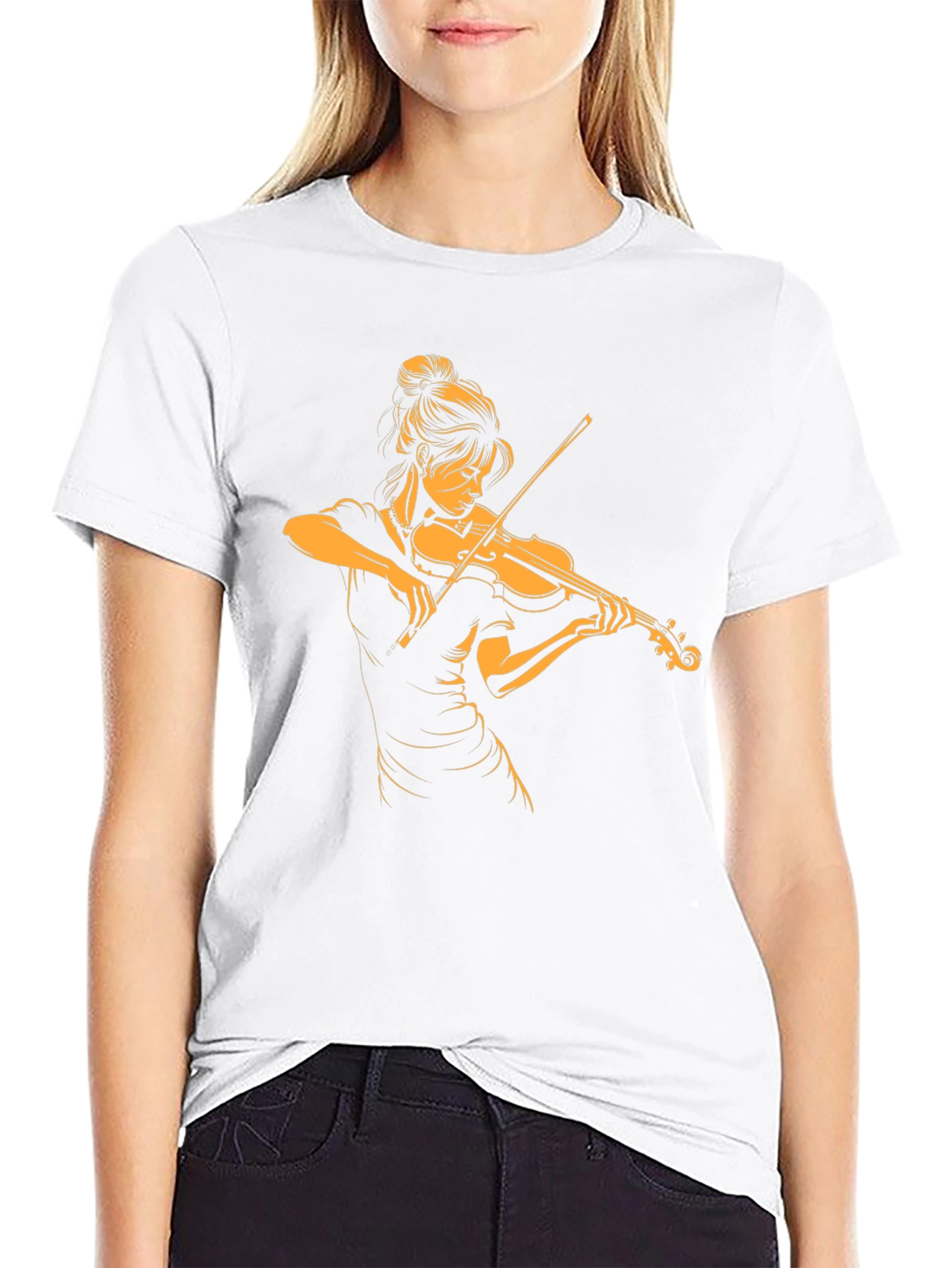 Violinist Graphic Tee - Black Cotton T-Shirt
