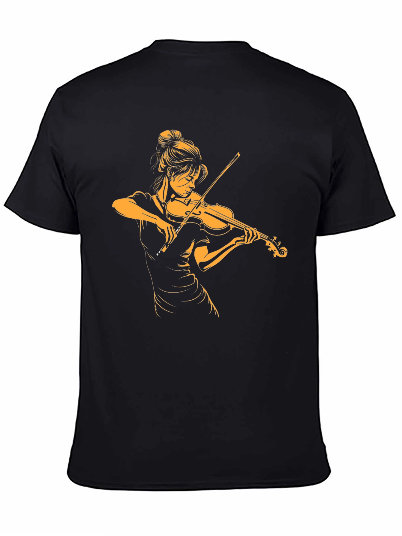 Violinist Graphic Tee - Black Cotton T-Shirt