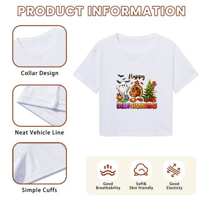 Happy Hallothanksmas Holiday Mashup Cropped T?Shirt