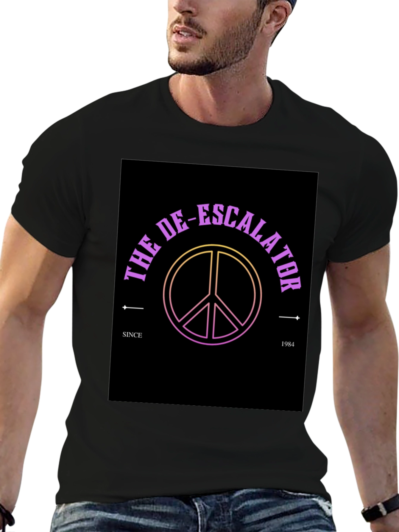 The De-Escalator Peace Sign Black T-Shirt