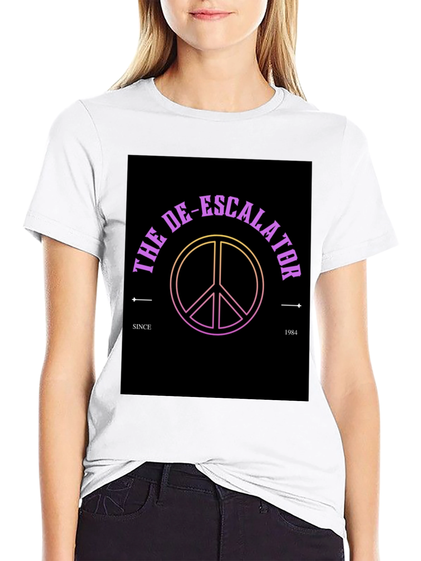 The De-Escalator Peace Sign Black T-Shirt
