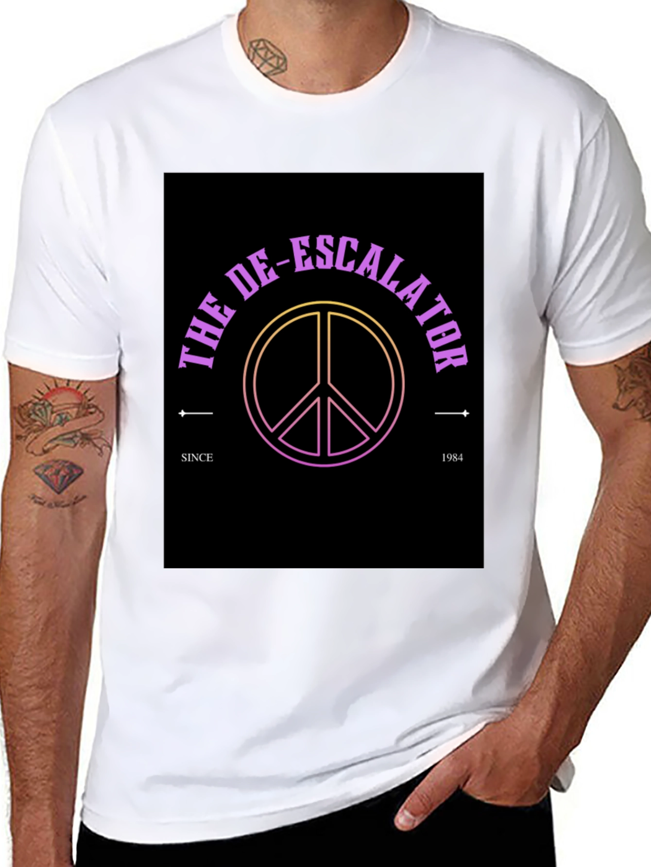 The De-Escalator Peace Sign Black T-Shirt