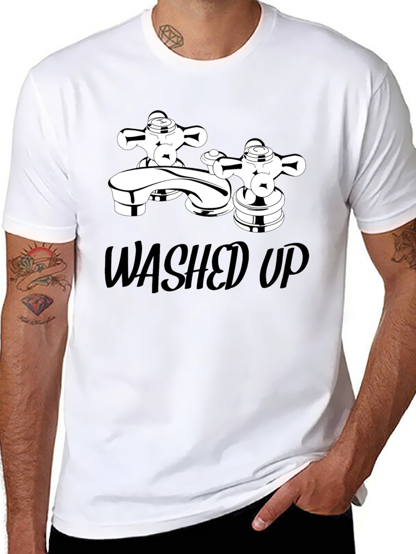 Washed Up Graphic Tee - Black Cotton T-Shirt