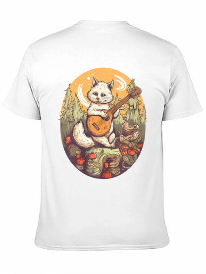 Cat Playing Banjo Graphic T-Shirt